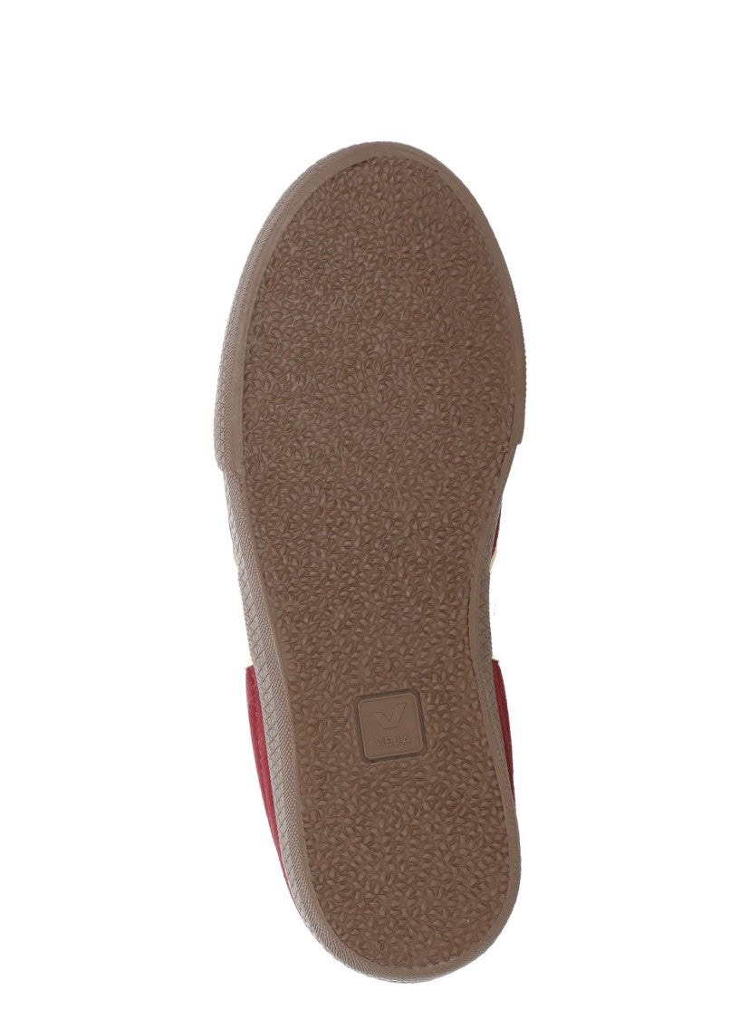 Veja Burgundy Suede Iconic V Logo Low-Top Sneakers