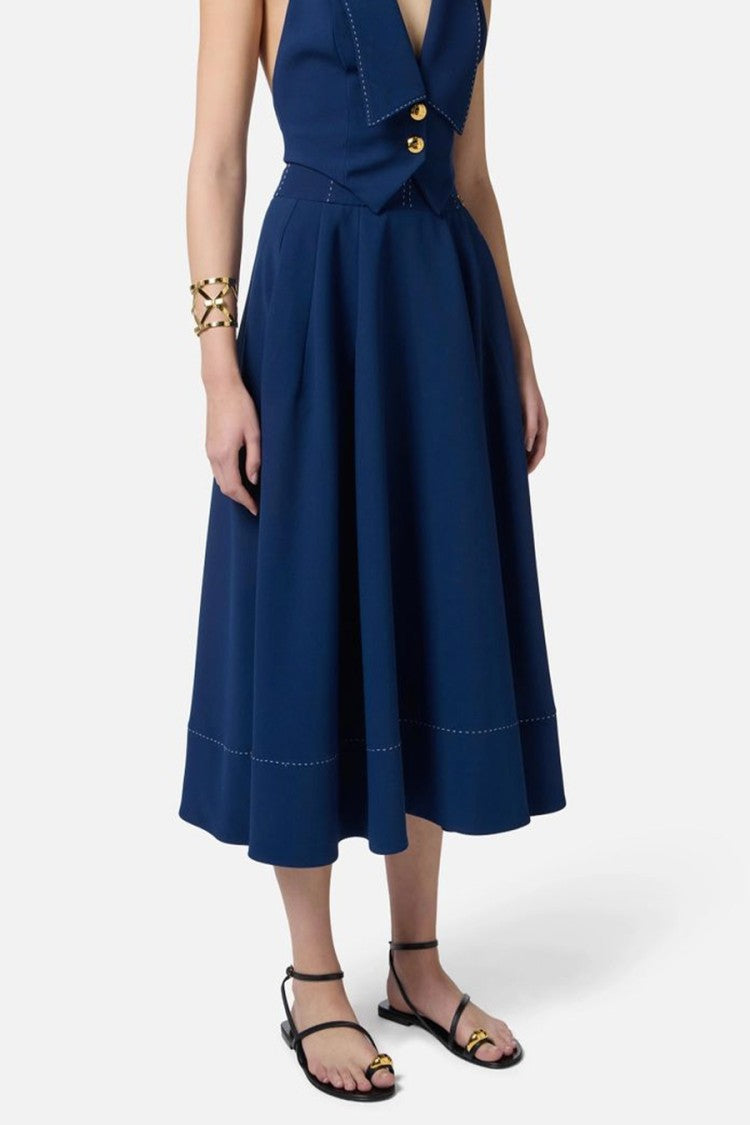 Elisabetta Franchi Flowing Blue Midi Skirt