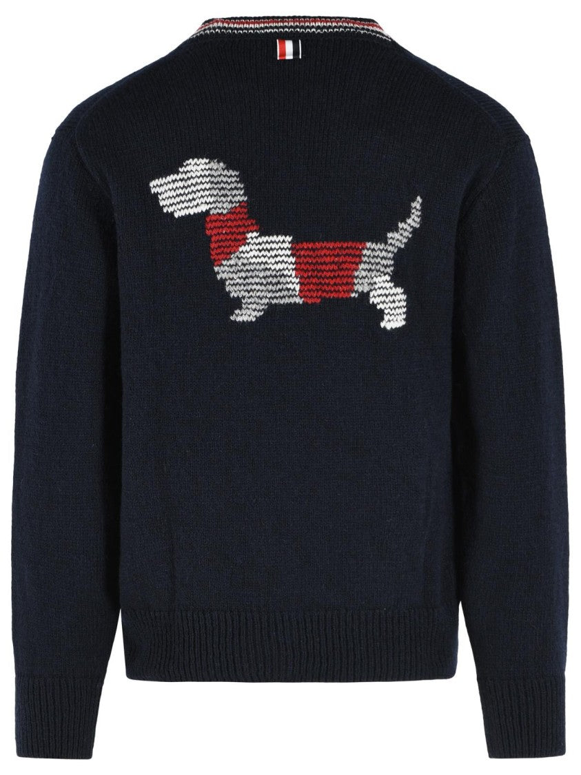 Thom Browne 'Hector' Cardigan In Navy Wool And Mohair Blend