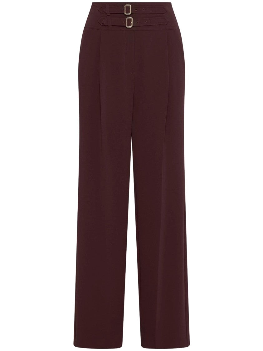 Marella Burgundy Mllacerbo Wide-Leg High-Waisted Trousers