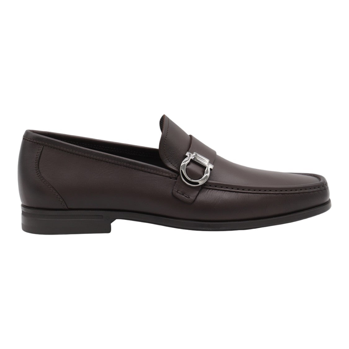 Ferragamo Smooth Leather Loafers With Silver-Toned Buckle Detail