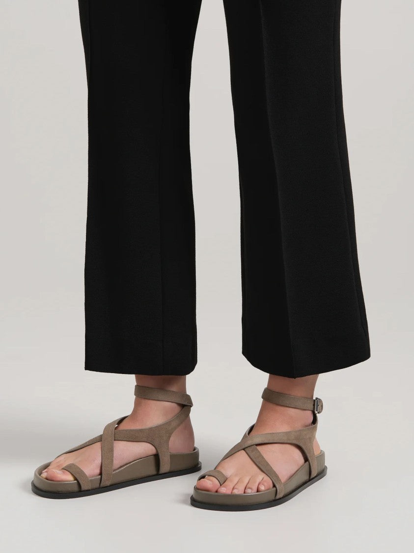 A.Emery Beige Crossover Straps Suede Sandals
