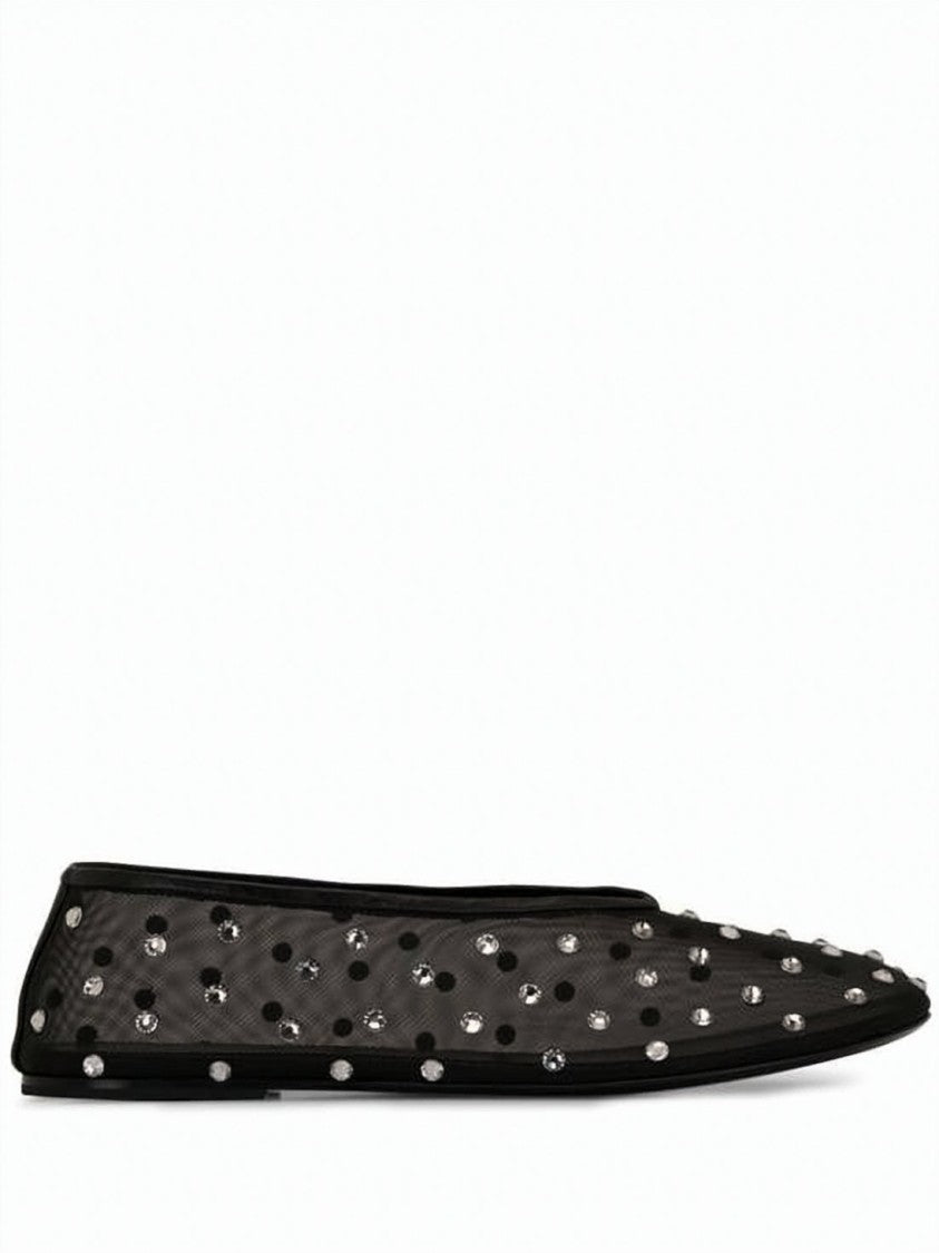 Khaite Scattered Silver-Tone Studded Polyamide Flat Shoes
