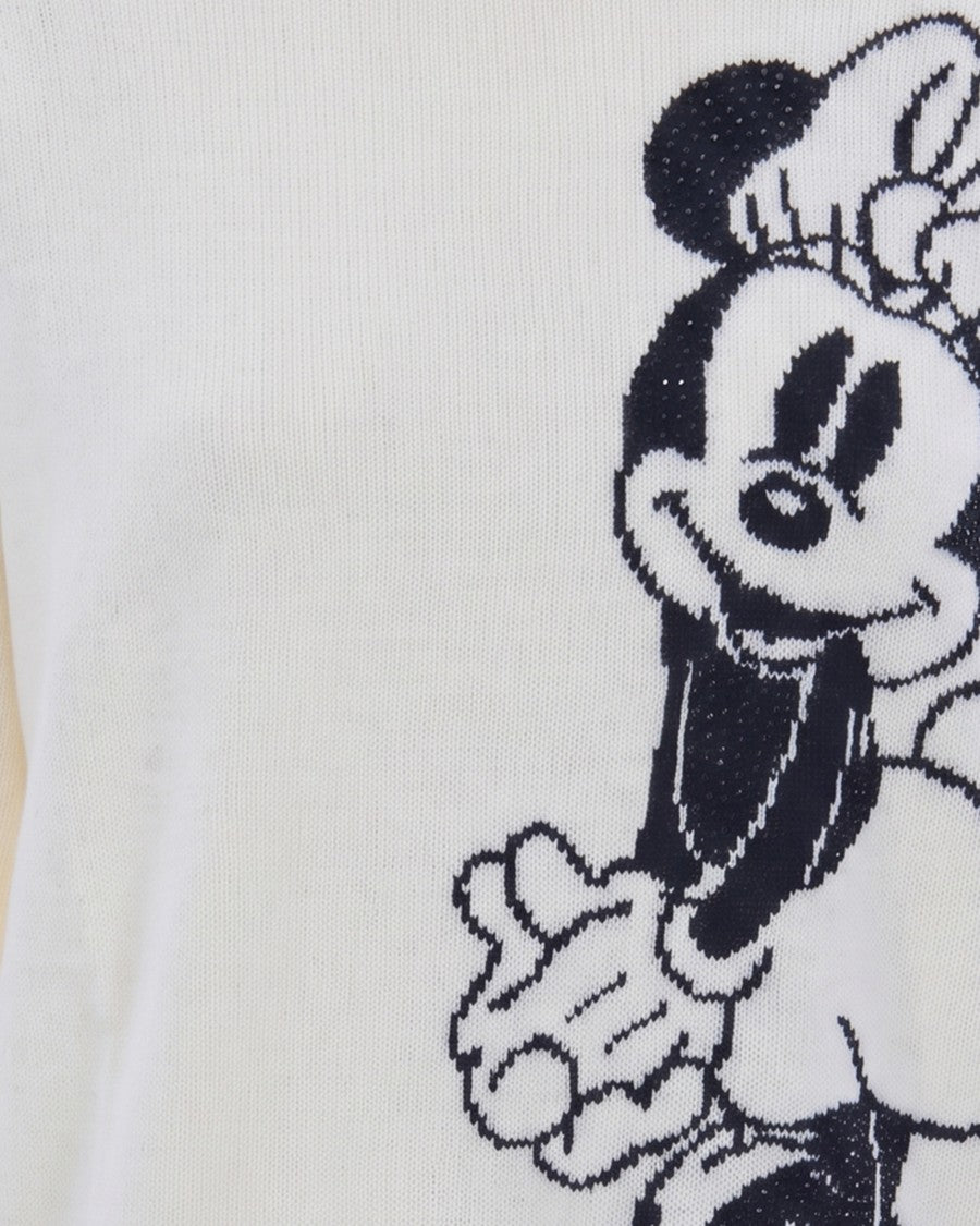 Liu Jo White Minnie Intarsia Fine Knit Sweater
