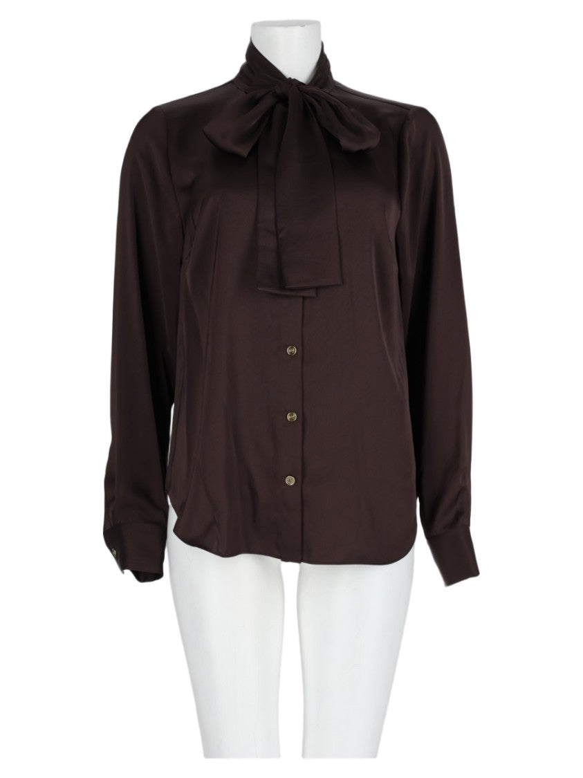 Michael Michael Kors Brown Silky Bow-Tie Blouse