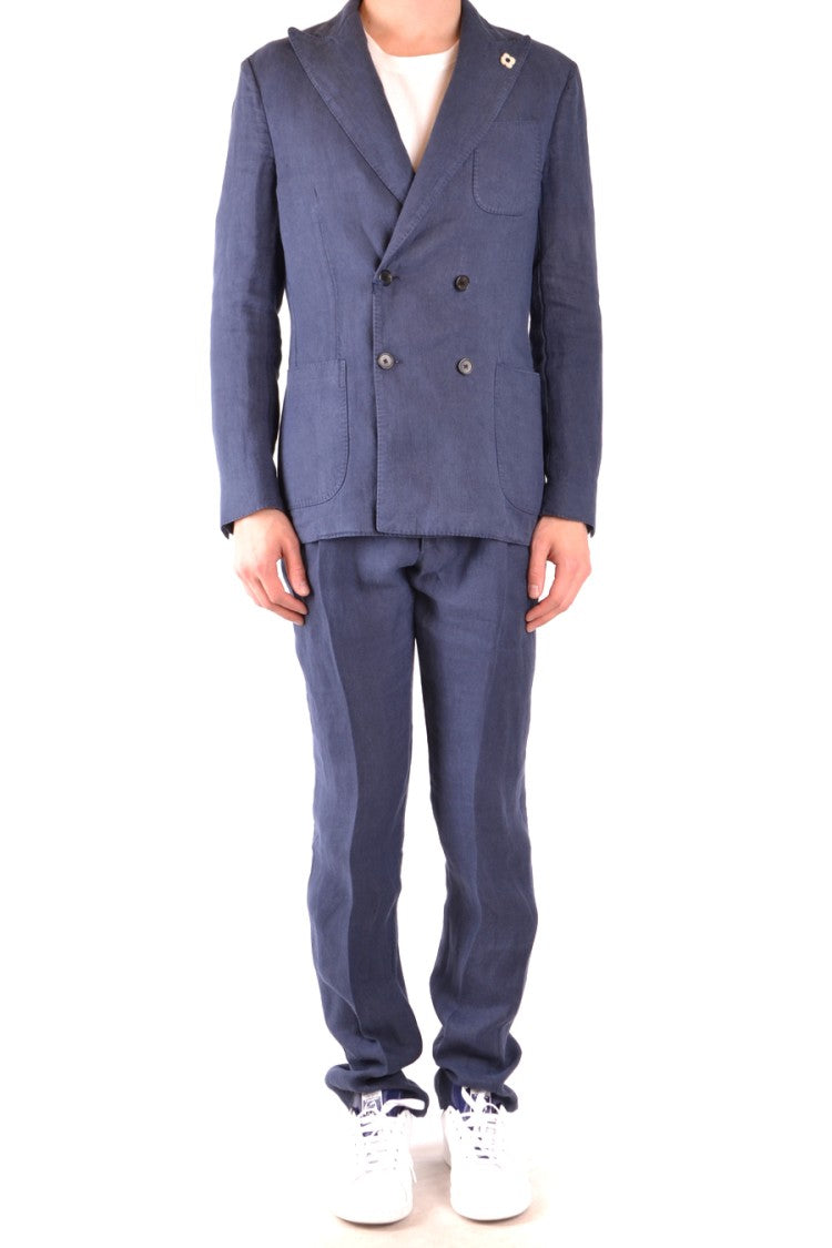 Lardini Double-Breasted Blue Hemp Jacket
