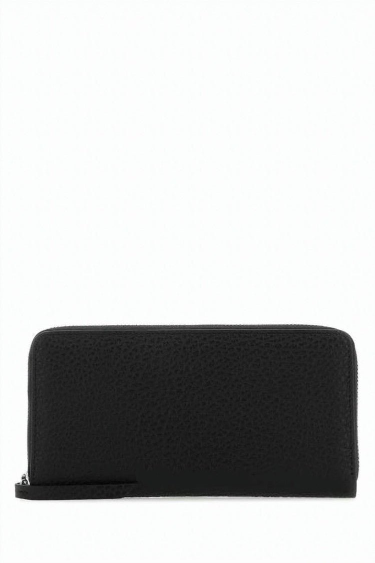 Maison Margiela Textured Leather Zip-Around Wallet With Leather Pull Tab