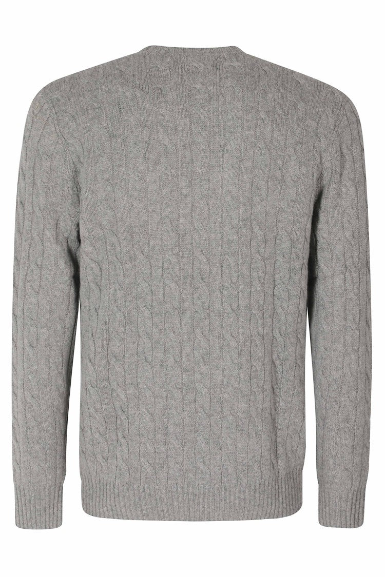 Polo Ralph Lauren Grey Cable Knit Wool-Cashmere Pullover Sweater