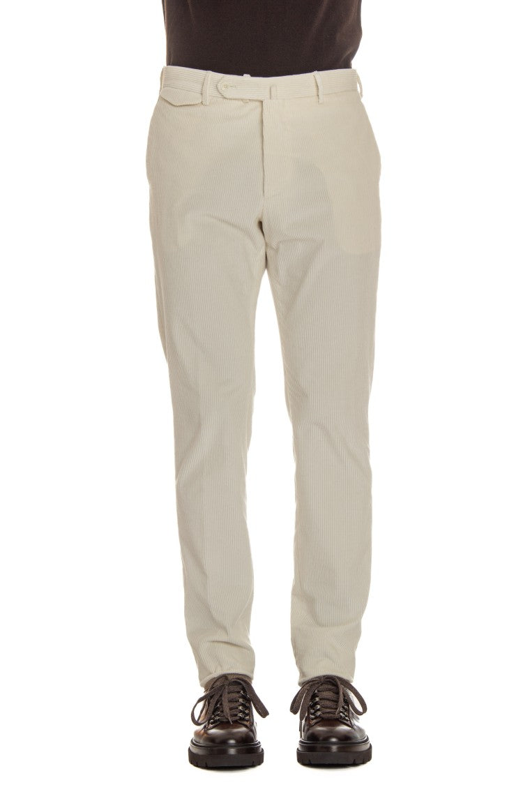 Tagliatore Wide Ribbed Corduroy Trousers With Tailored Fit