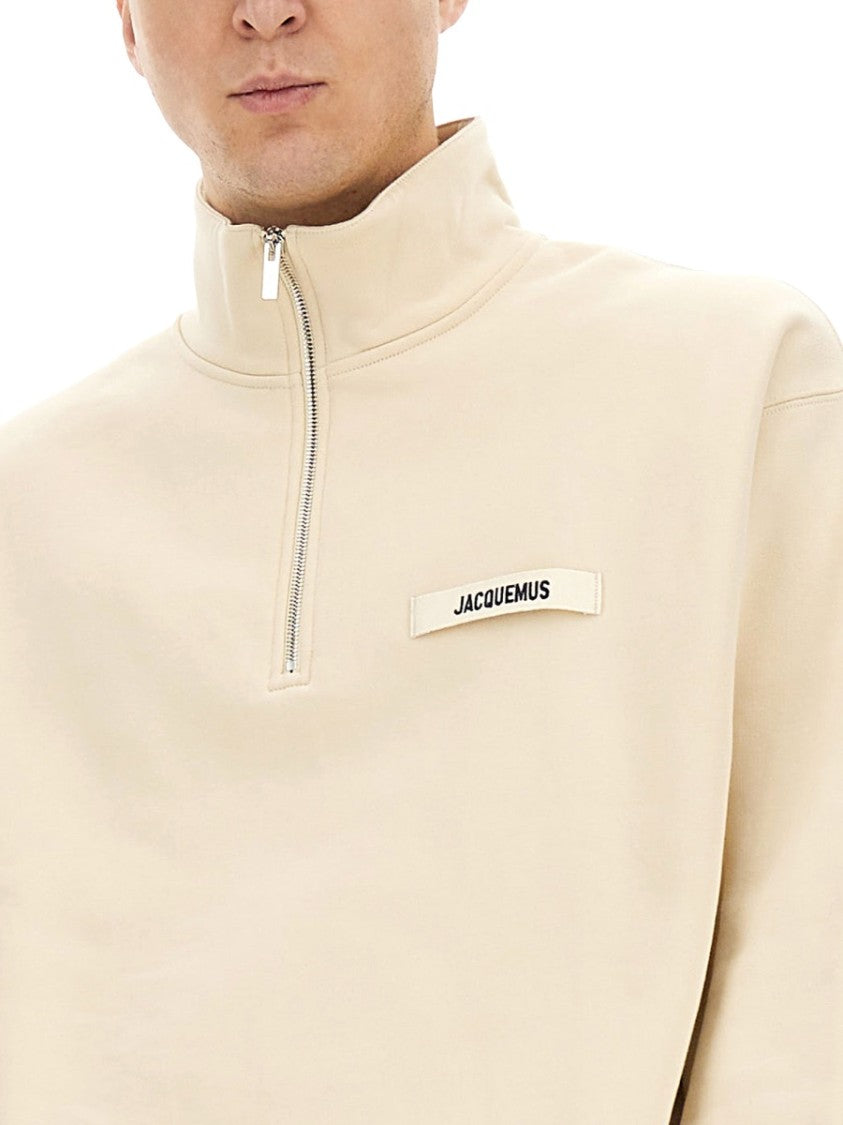 Jacquemus High Collar Half-Zip Grosgrain Sweatshirt