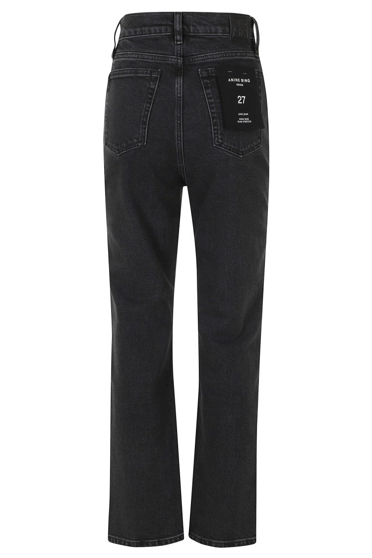 Anine Bing Vintage Black Jane Jean Stretch Cotton Straight-Leg Jeans