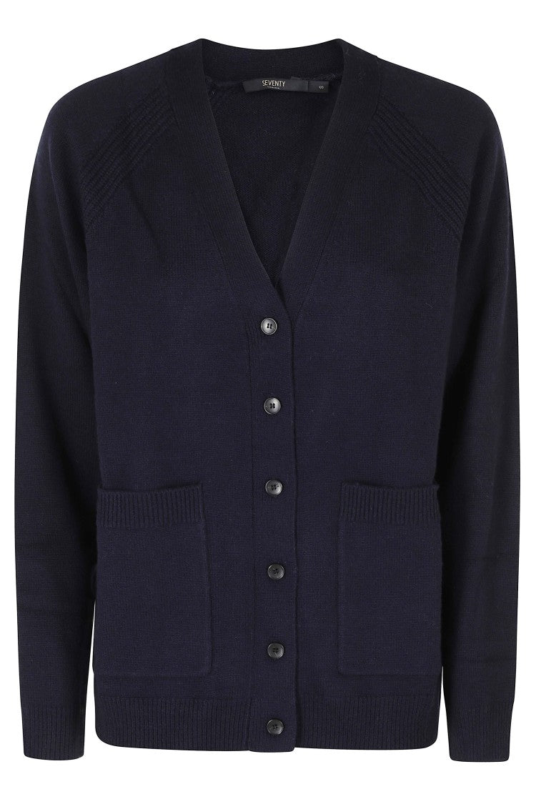 Seventy Blue Wool And Cashmere Blend Cardigan With V-Neckline