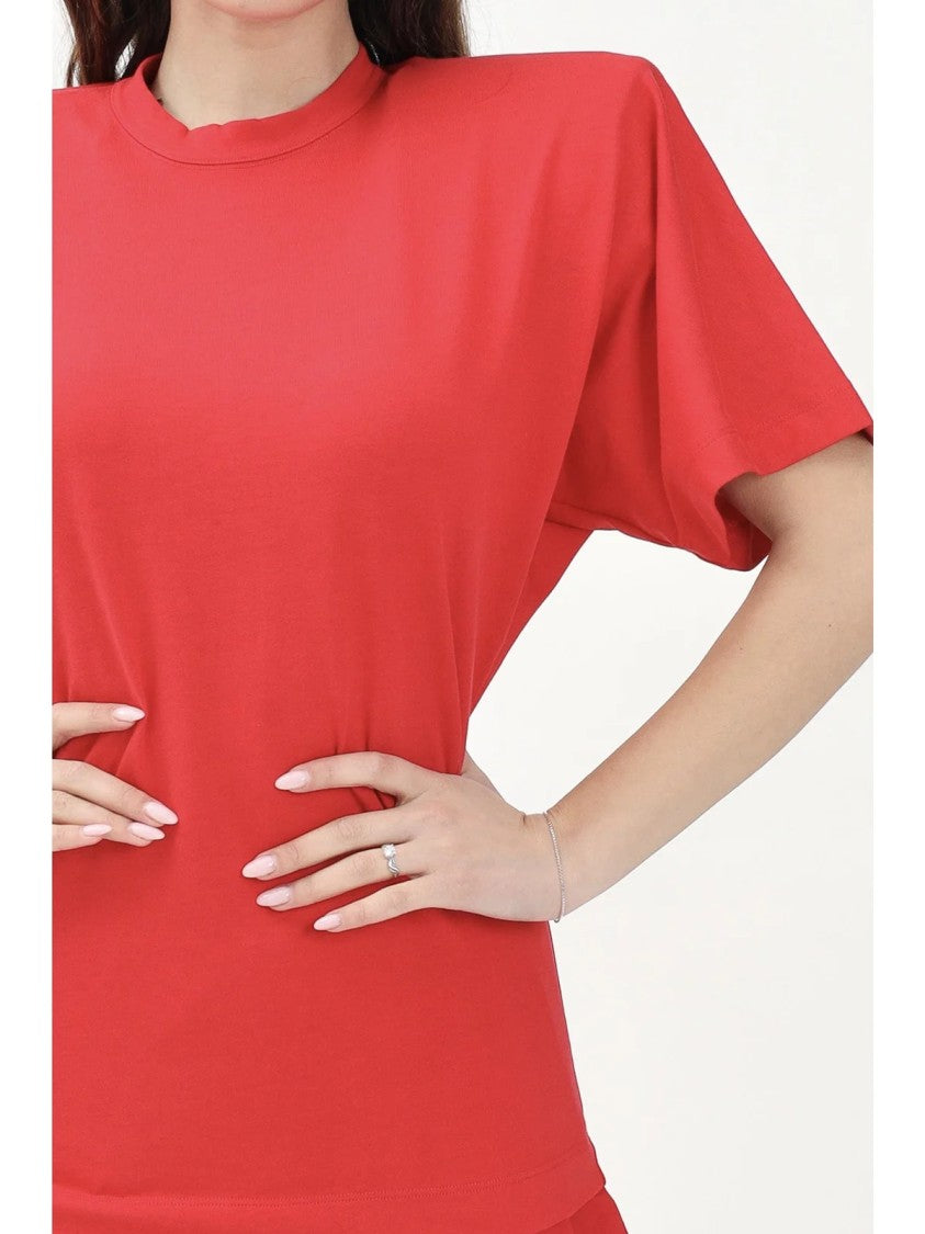 Pinko Red Cotton Oversized T-Shirt