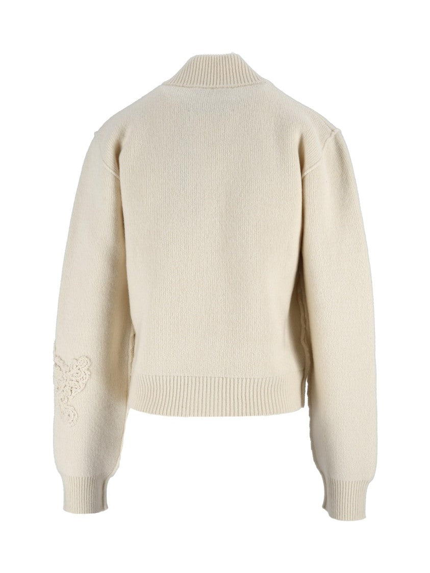 Ermanno Scervino Knitted Cropped Decorative Appliques Bomber Jacket