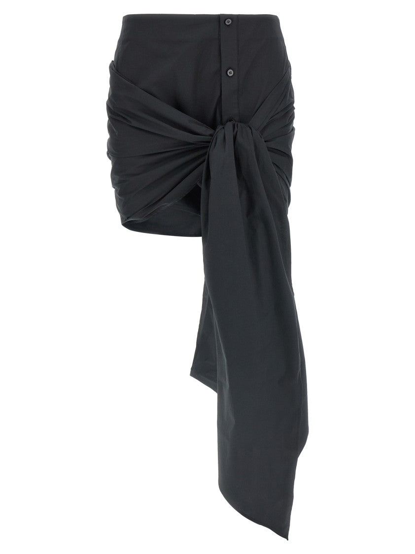 The Attico Cotton Mini Skirt With Curled Sash