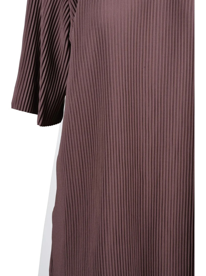 Herno Resort Brown Textured Pleated Polyester Blouse