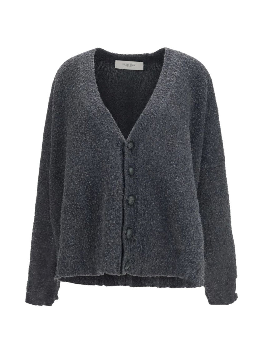 Golden Goose Textured Deep V-Neck Wool Cardigan
