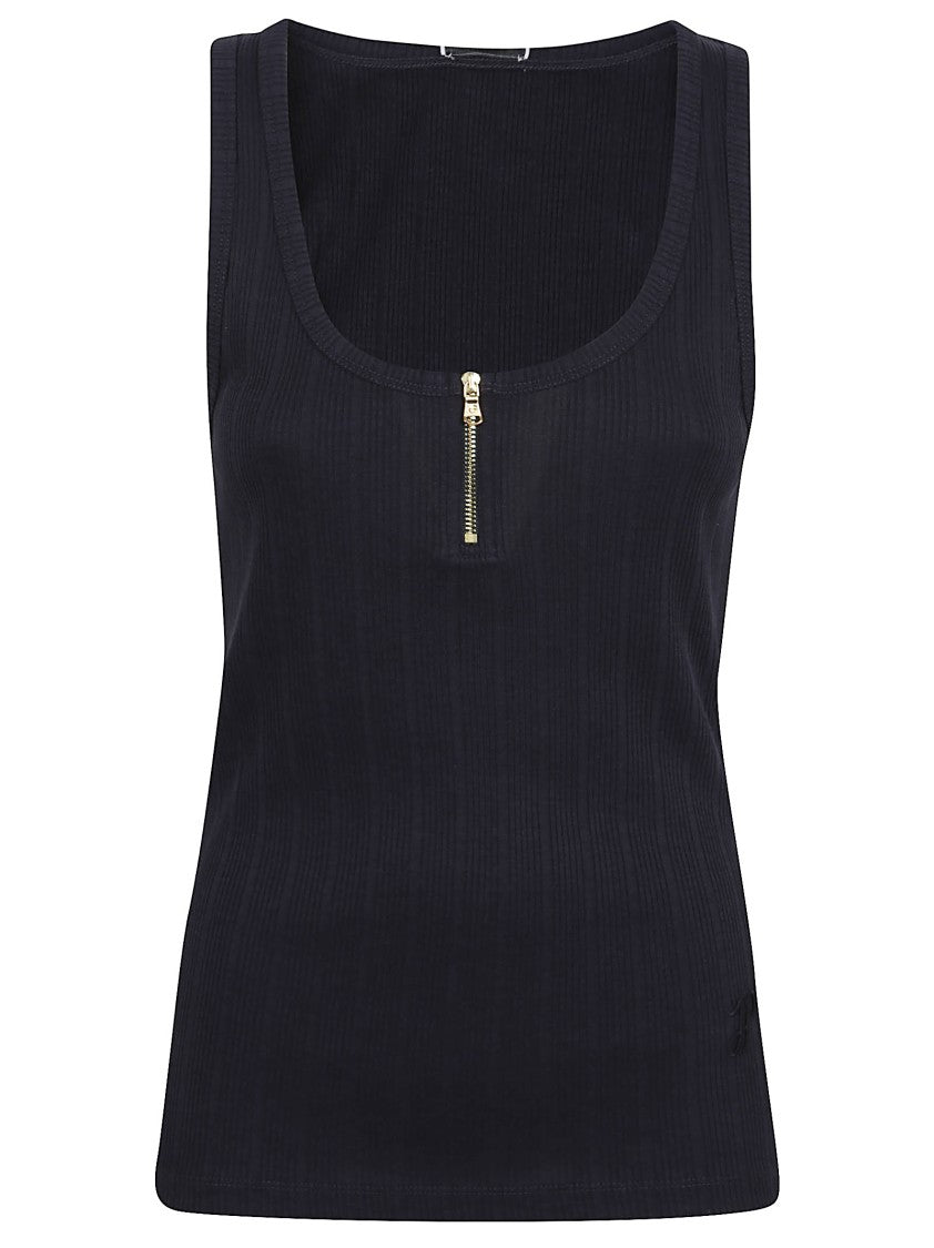 Patou Fitted Ribbed Top With Scoop Neckline