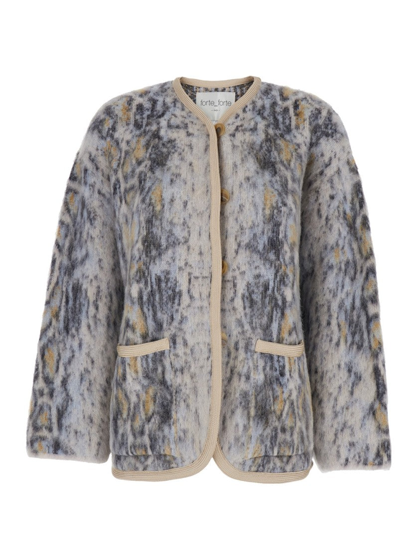 Forte Forte Textured Knit Cardigan With Contrasting Trim