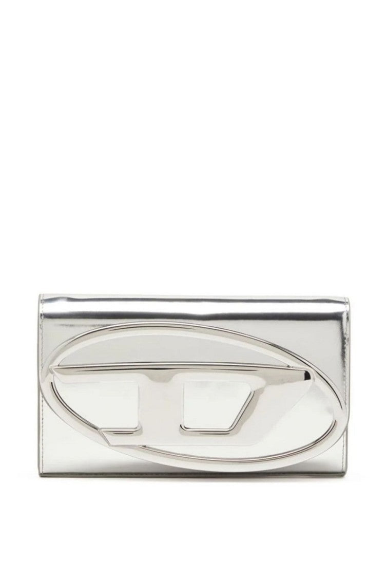Diesel Metallic Silver Leather Shoulder Bag