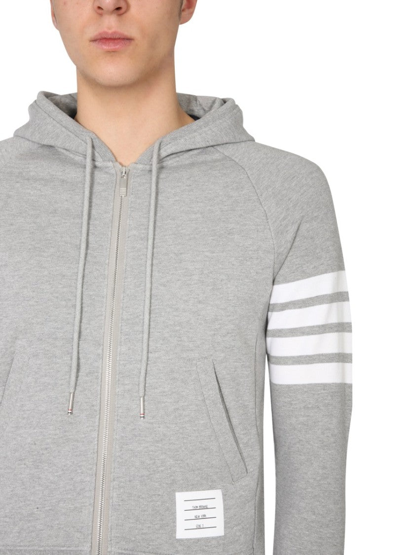 Thom Browne Classic Zip-Up Hoodie With Iconic Stripe Detail