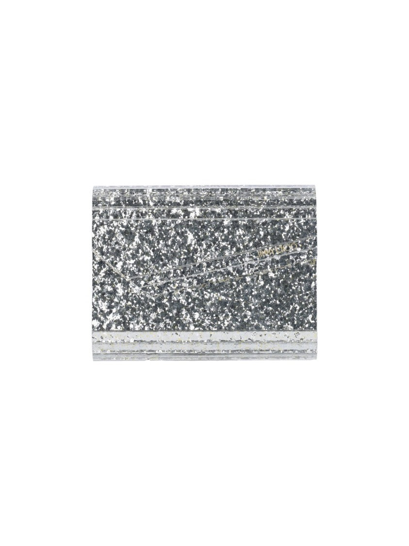 Jimmy Choo "Candy" Glitter Pouch Silver