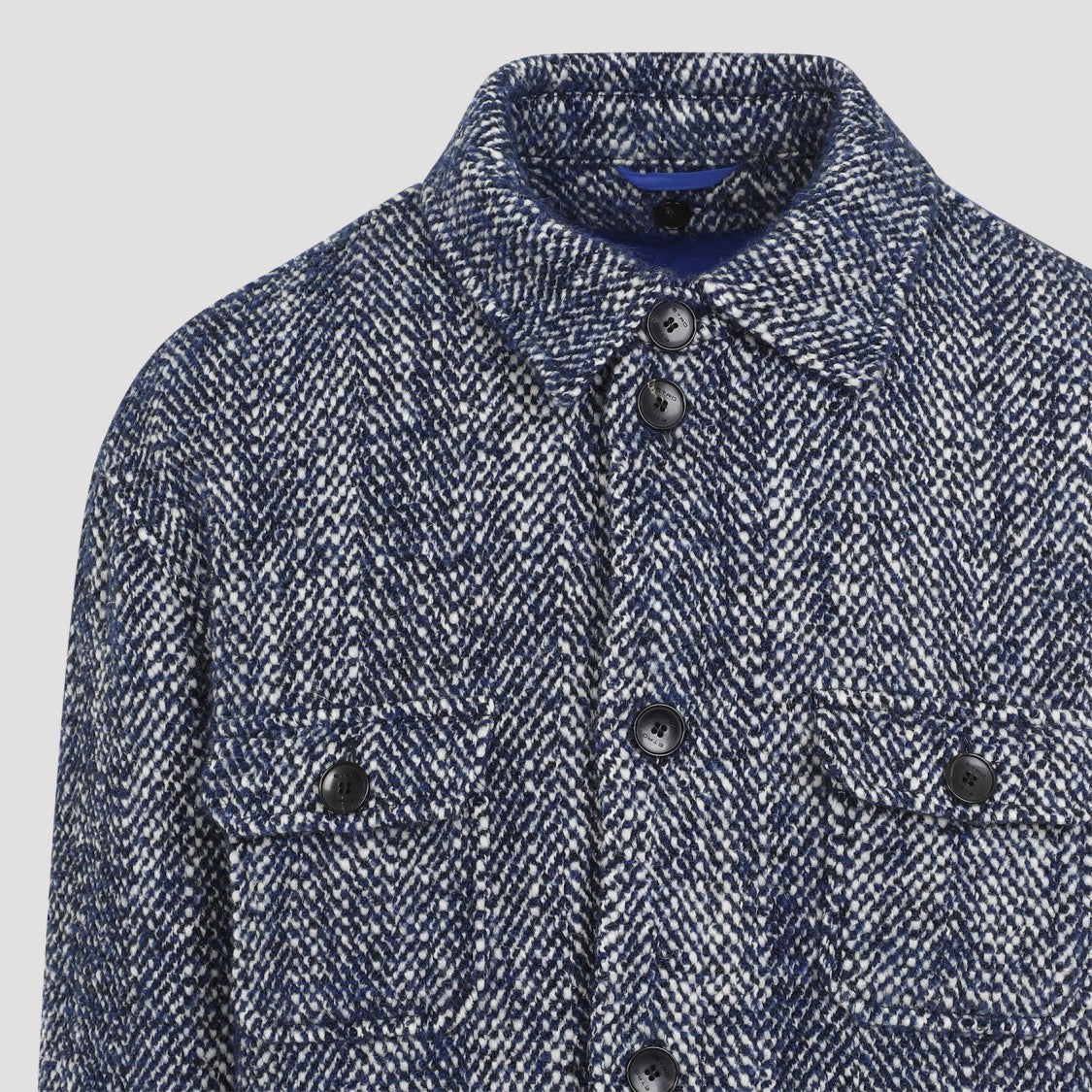 Etro White And Blue Wool Shirt