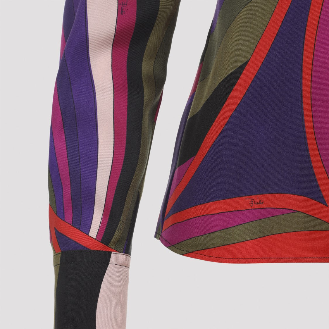 Pucci Multicolor Silk Twill Shirt With Pointed Collar And Boxy Pleat