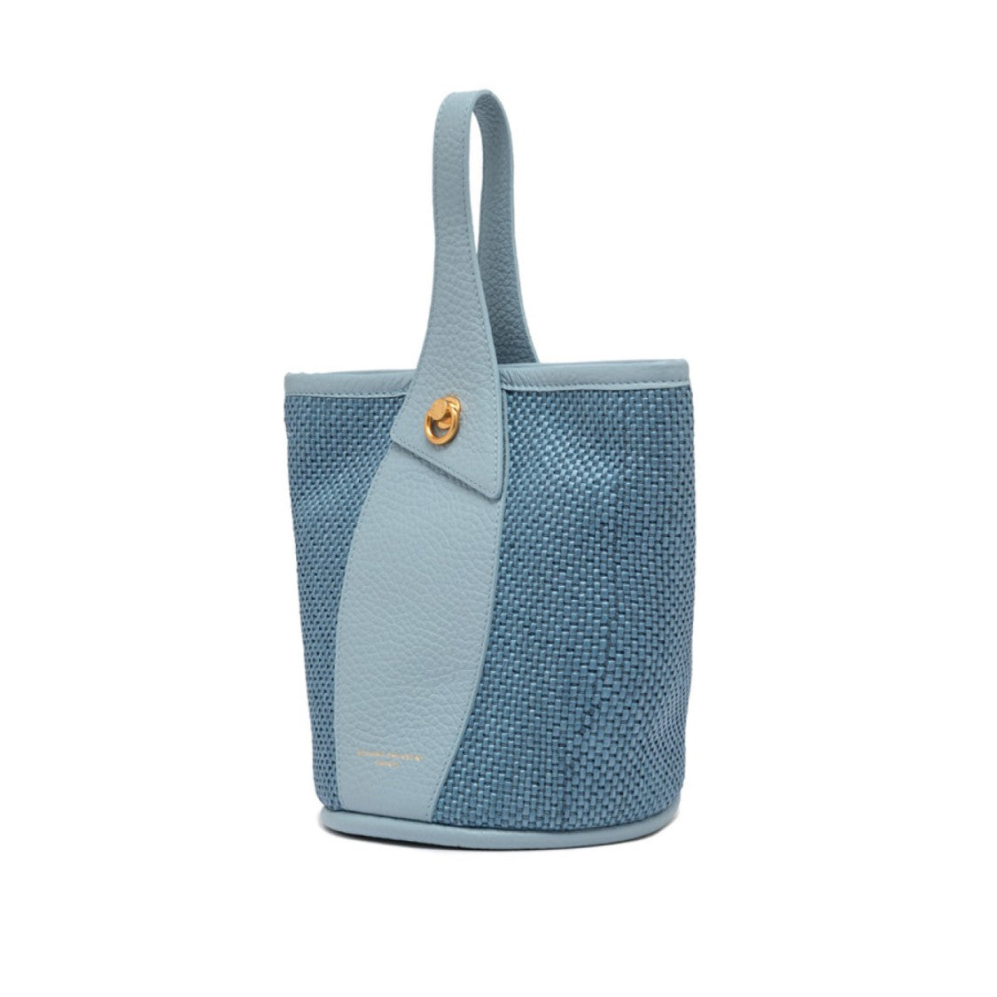 Gianni Chiarini Ester Bucket Bag In Light Blue Raffia