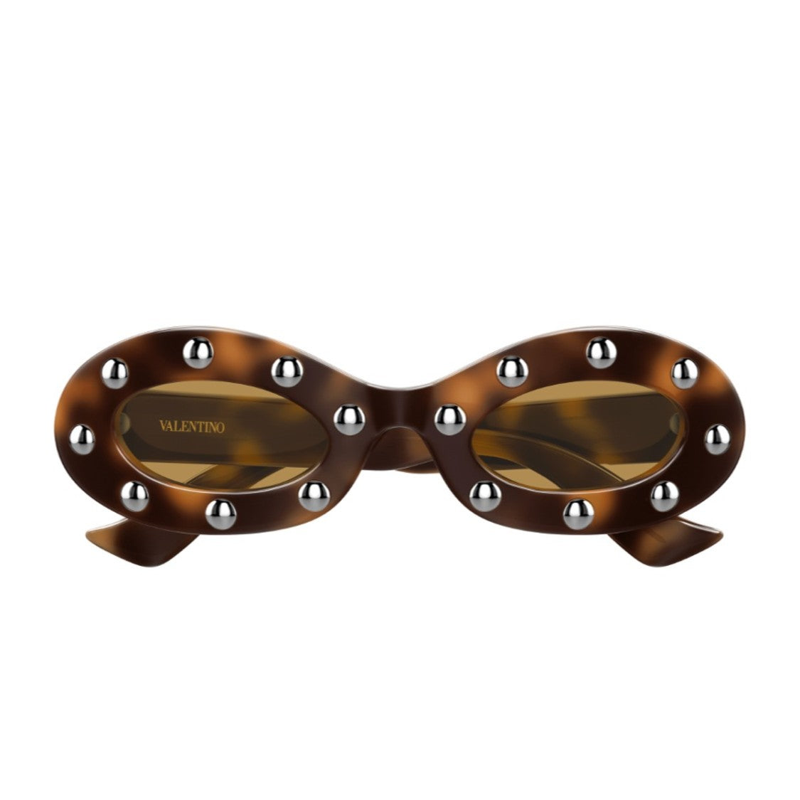 Valentino Havana Linea V Logo Recycled Acetate Ovale Sunglasses