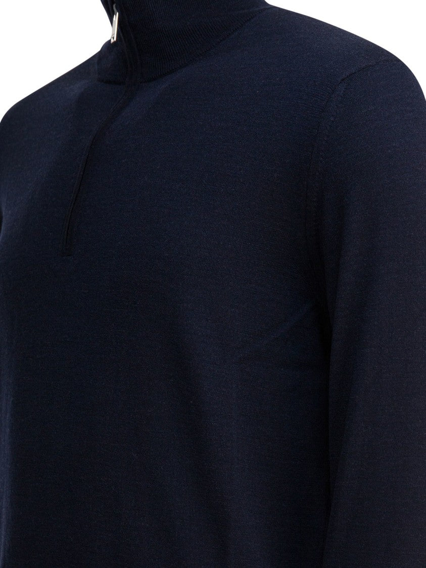 Zanone Half-Zip Pullover In Soft Wool-Polyamide Blend