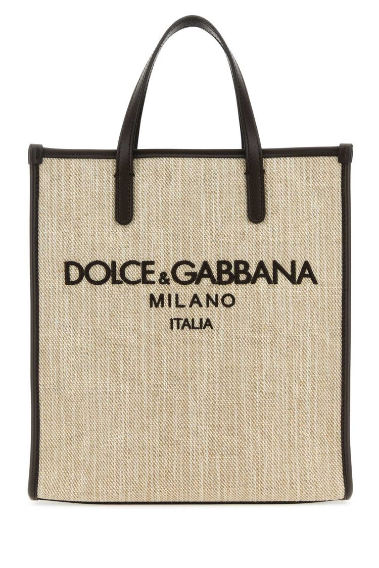 Dolce & Gabbana Sand Canvas Small Shopping Bag