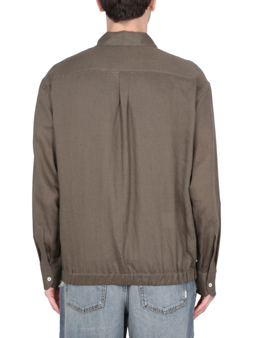 Pt Torino Classic Linen Jacket With Zipper Closure