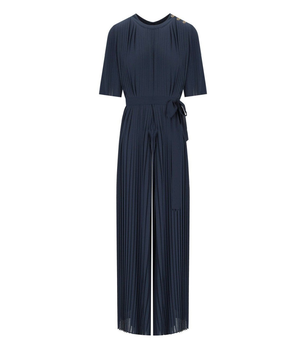 Twin-Set Dark Blue Pleated Jumpsuit