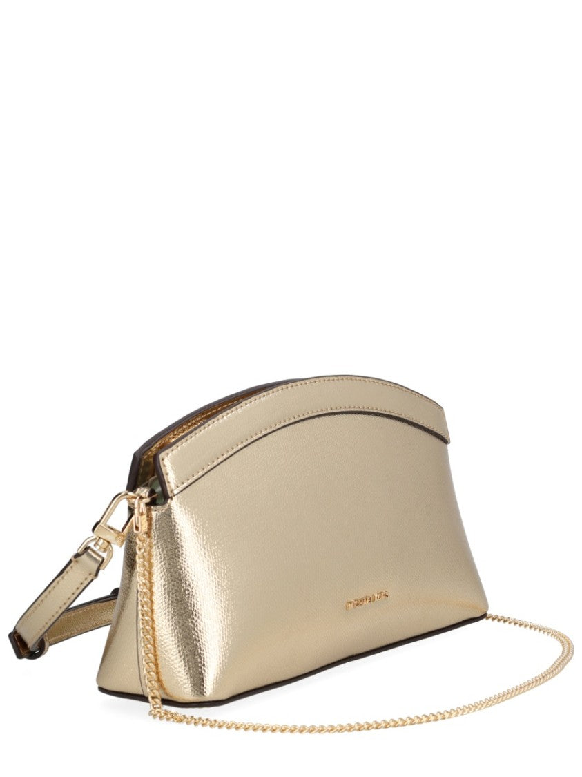 Michael Michael Kors Textured Leather Shoulder Bag With Metallic Gold Finish