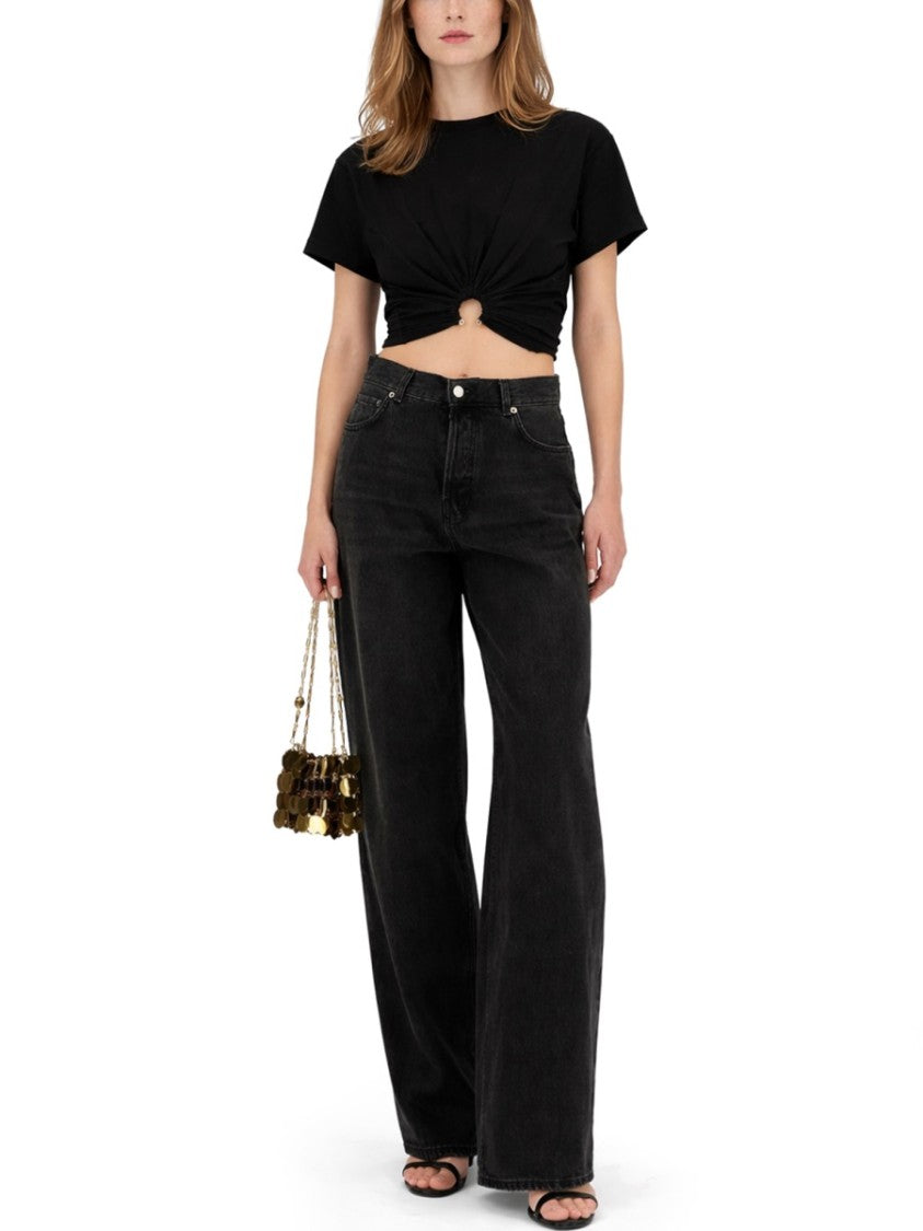 Rabanne Cropped Slim Fit Ruched T-Shirt