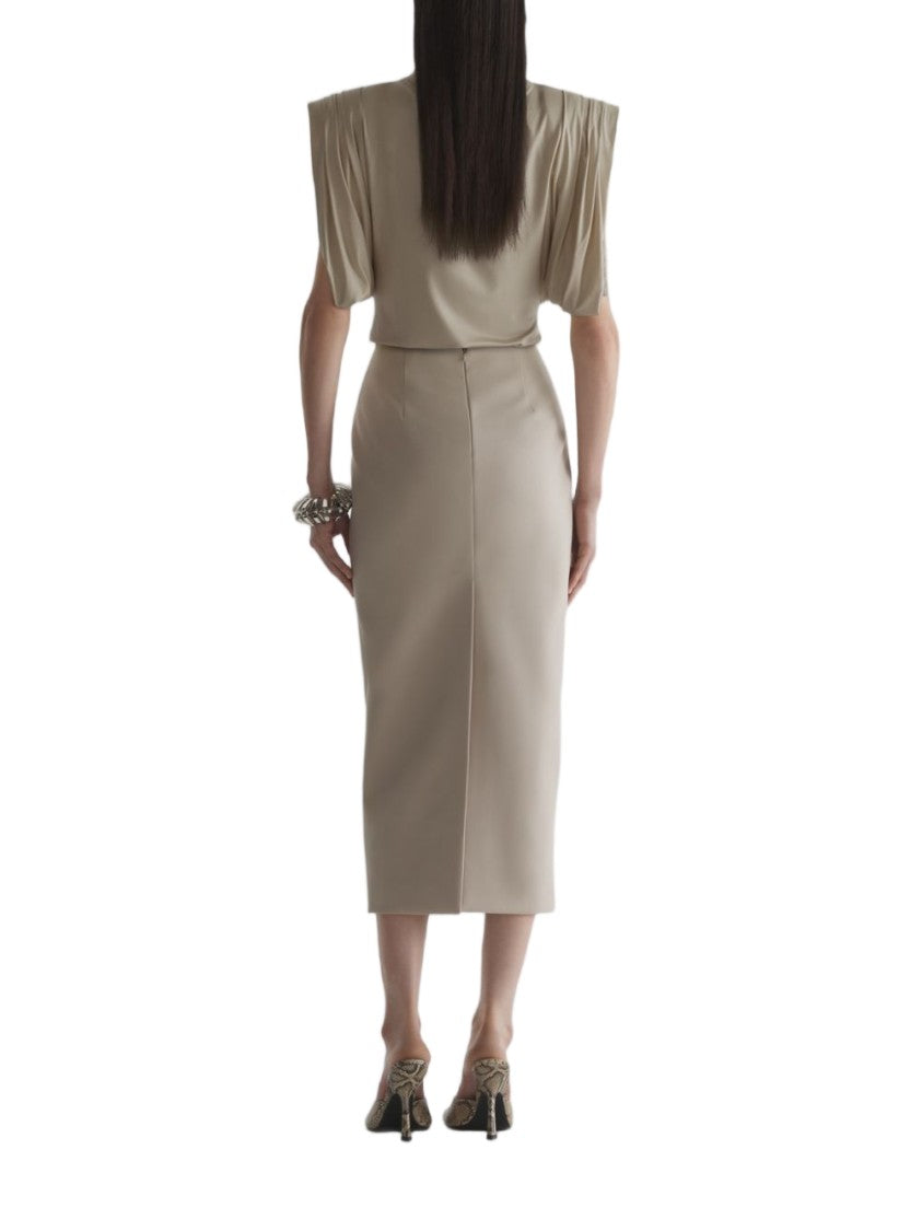 Mugler Draped High Neck Long Top