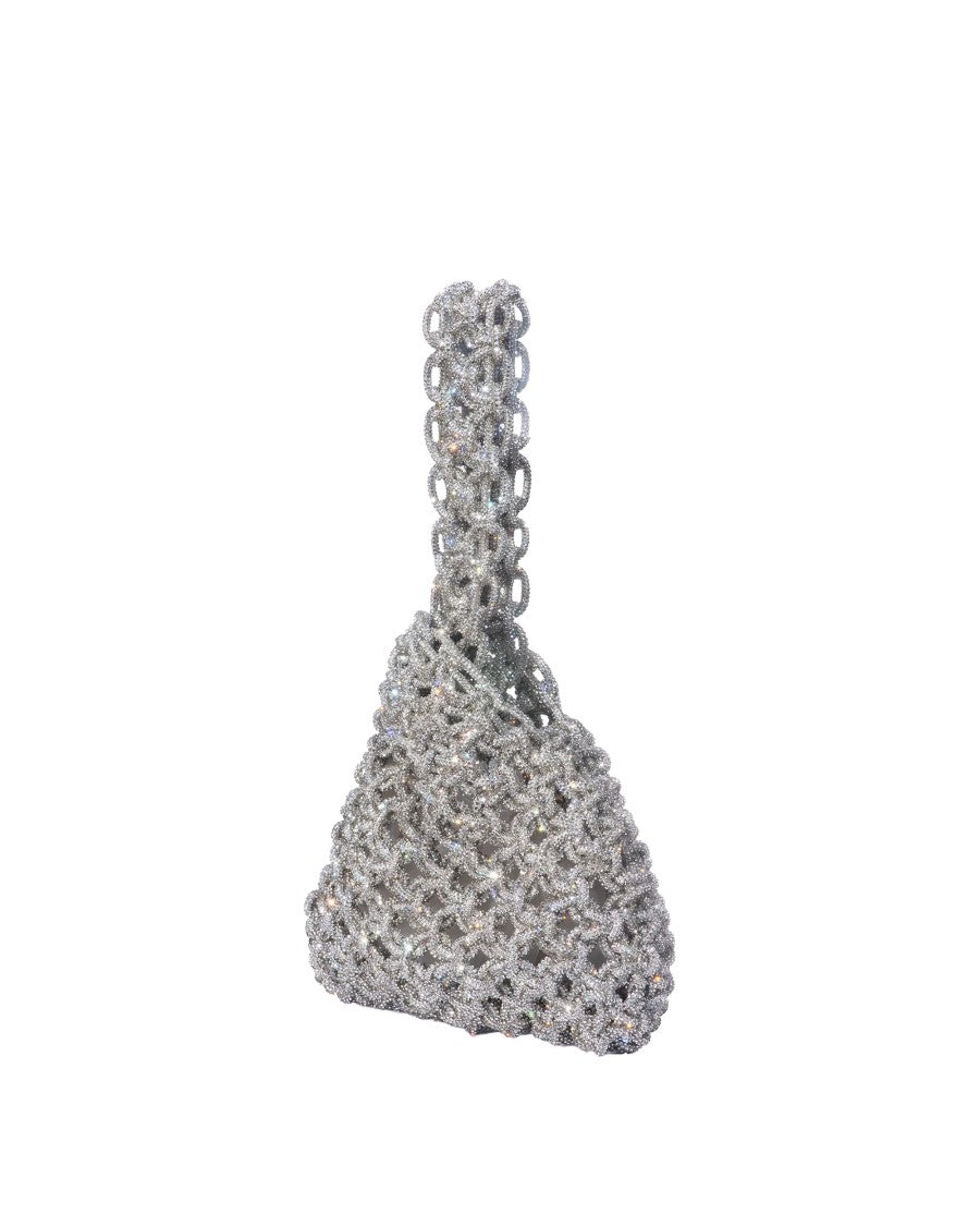 Hibourama Niky Crystal Handwoven Beaded Triangular Handbag