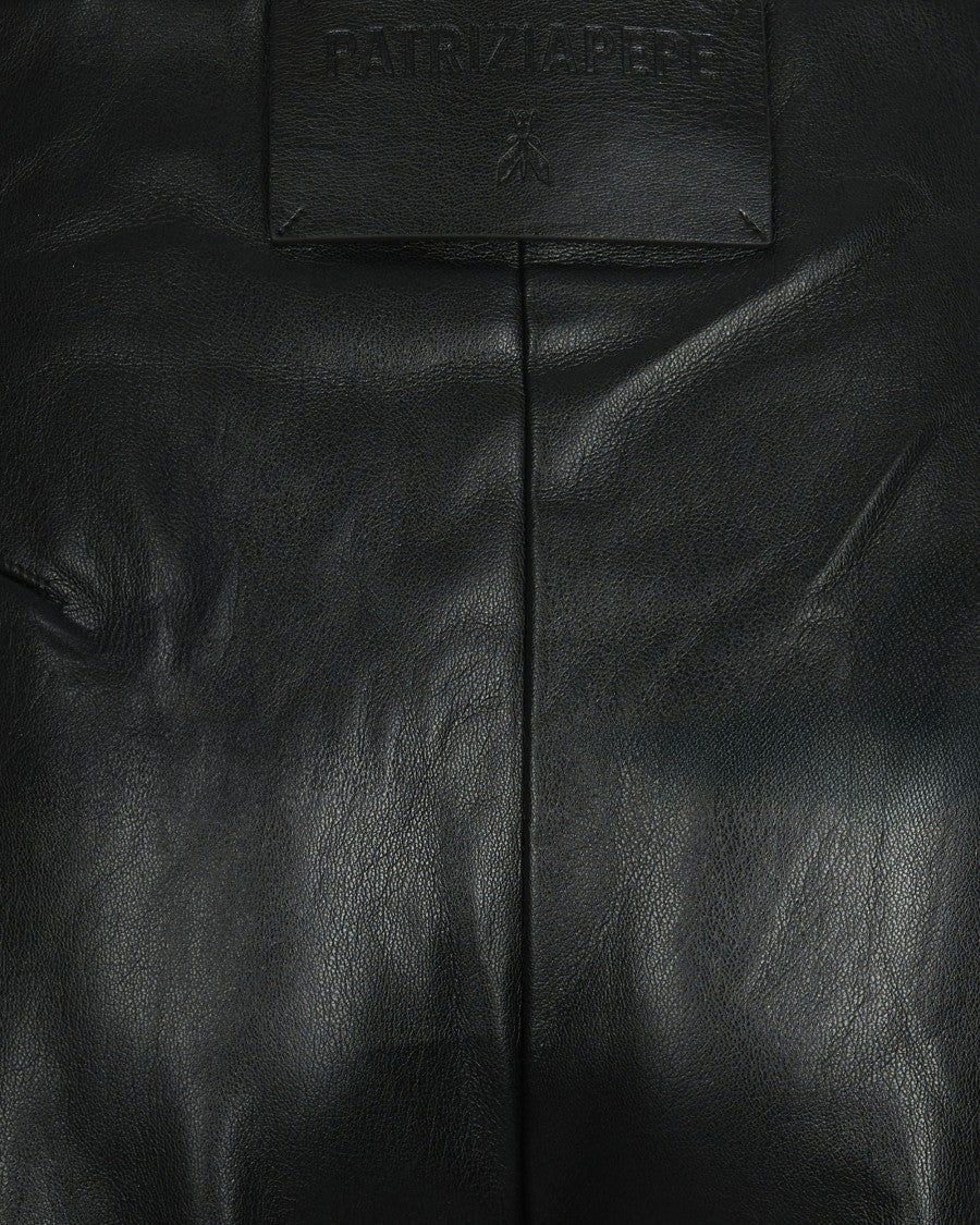 Patrizia Pepe Black Coated Fabric Flare Trousers