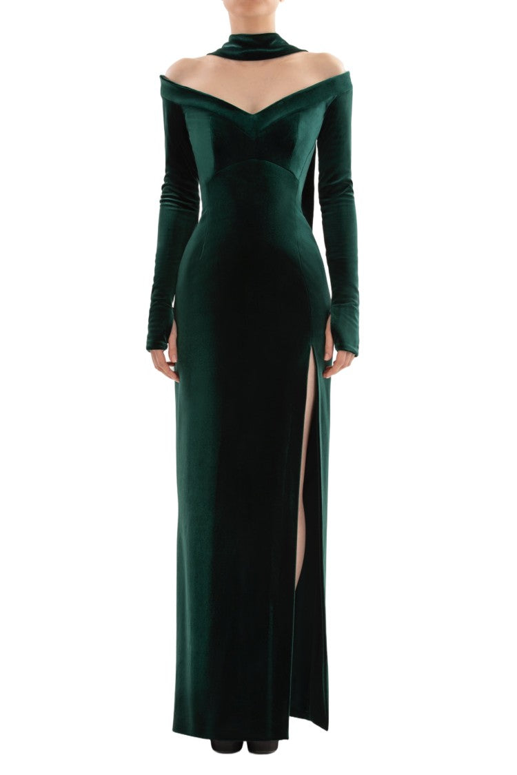 Saiid Kobeisy Velvet Long Fitted Dress