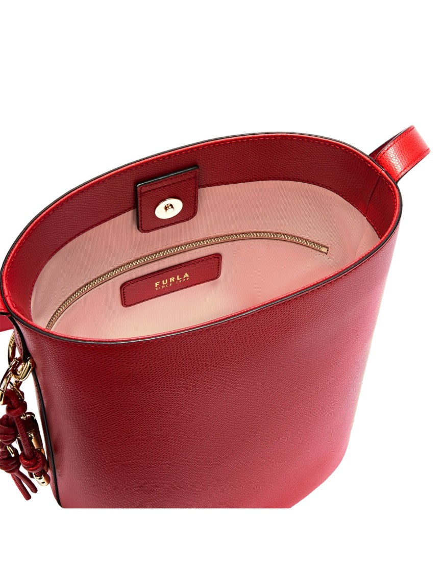 Furla Roxie S Leather Bucket Bag, Red