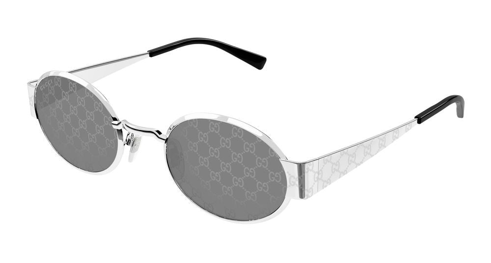 Gucci Silver Smoke-Tinted Lenses Round Metal Sunglasses