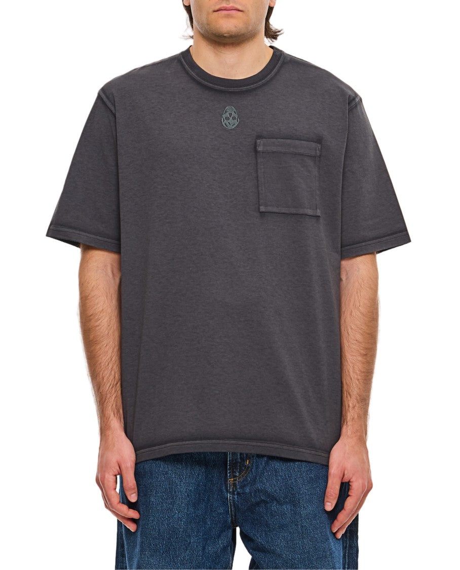 Alexander Mcqueen Washed Grey Crew-Neck T-Shirt With Emblem And Pocket