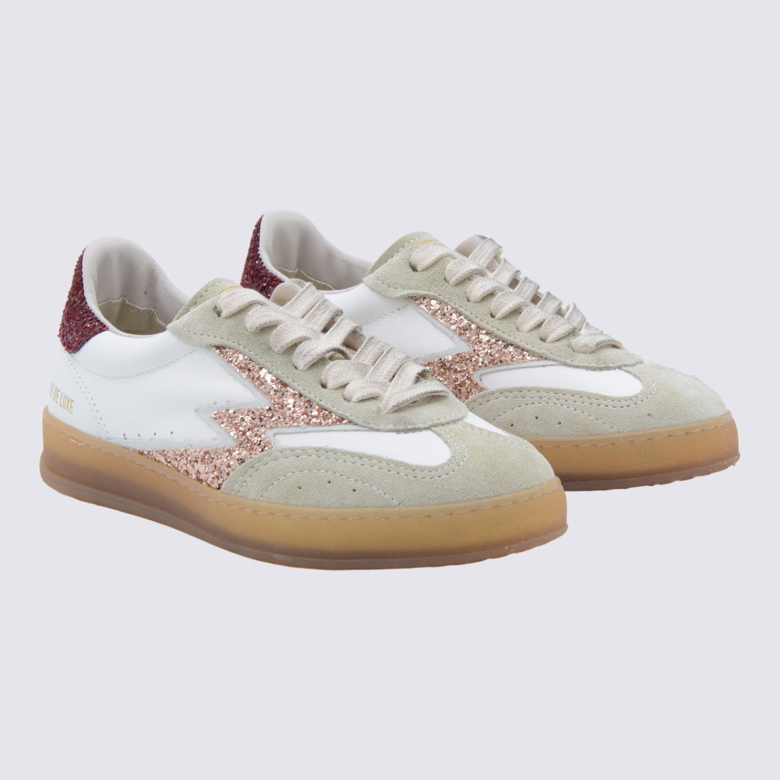 Moaconcept White And Red Sneakers From Moaconcept Featuring Round Toe, Laces Fastening, Decorations And Leather Sole.
