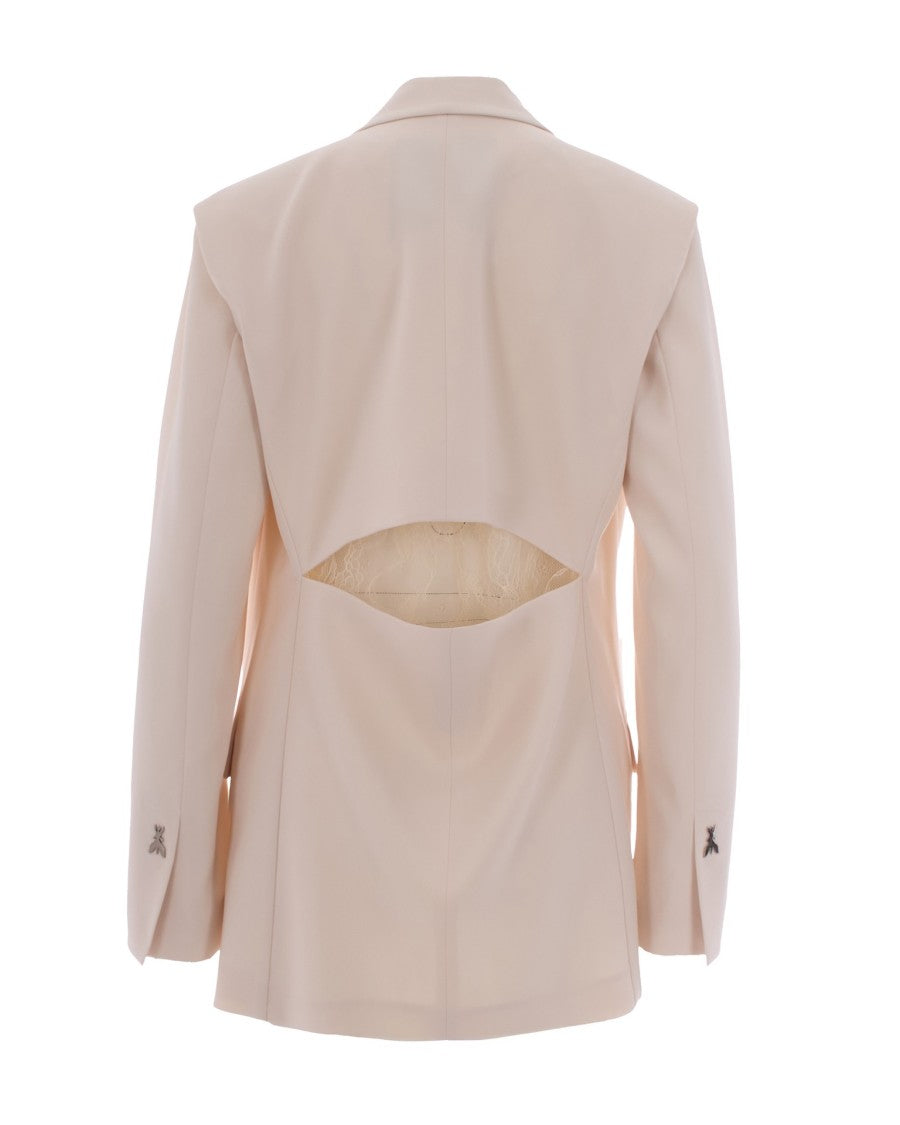 Patrizia Pepe Warm Ivory Crepe Oversized Blazer