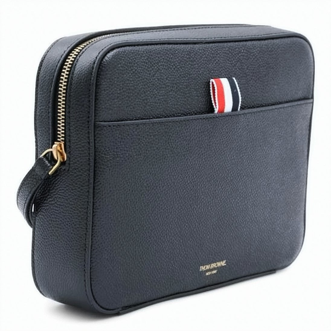 Thom Browne Textured Leather Clutch With Zip Closure