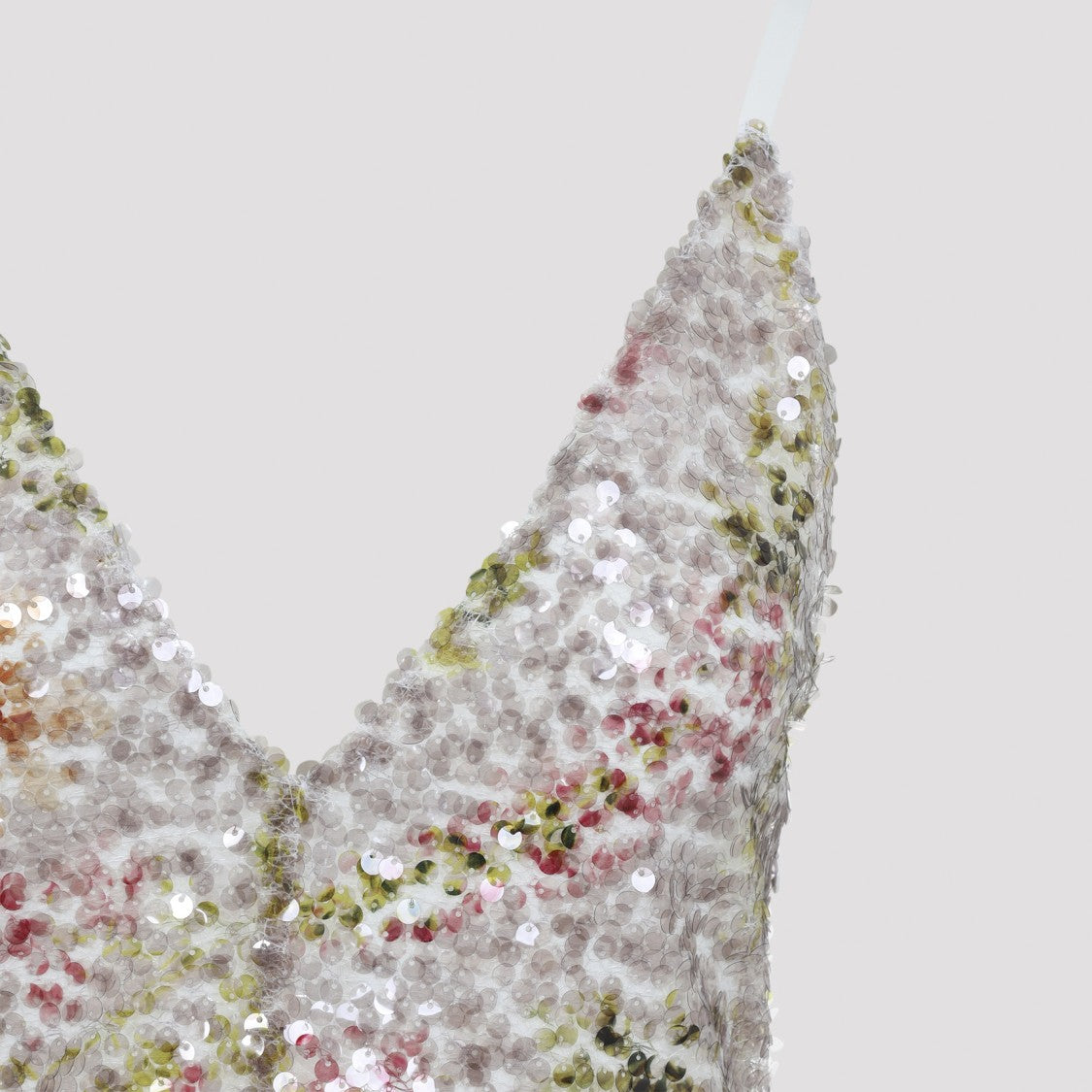 Alberta Ferretti Multicolor Floral Midi Dress With Sequin Overlay