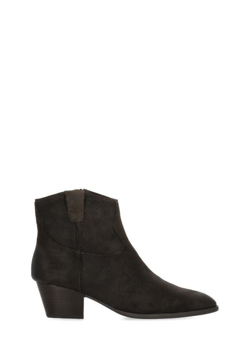 Ash Dark Brown Fame Arrow-Toe Suede Boots
