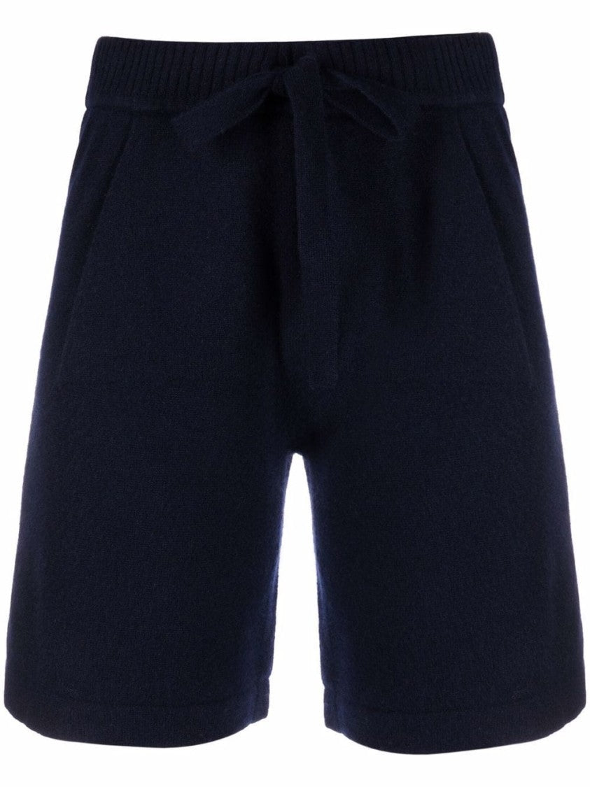 P.A.R.O.S.H. Tailored Cashmere Shorts With Ribbed Waistband And Drawstring Tie