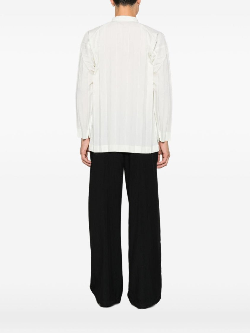 Homme Plissé Issey Miyake White Relaxed Fit Striped Shirt